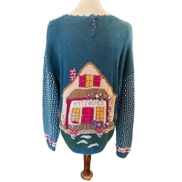 Vintage 80’s Cape Isle Knitters Patchwork Hand Knit Cottagecore Sweater L-RARE - Picture 12 of 13